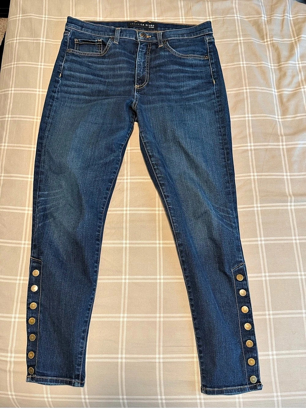 Vigoss Skinny Jeans Gold-Tone Ankle Buttons Size 4